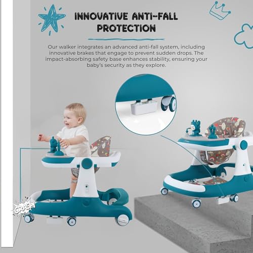 Image of Bunnie Baby Activity Sumo Walker, Adjustable Infant Walking, Removable Toy Tray, Safety Lock Wheels, and Parental Handle, Perfect for Toddlers Learning to Walk Indoors, 6-Wheel Design - L Blue