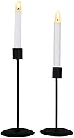 Vista 1 de Juego de 2 portavelas negro mate para velas cónicas, portavelas decorativo para bodas, cenas, fiestas, se adapta a velas LED de 34 pulgadas