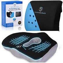 Posture Pro Health Contoured Seat Cushion & Lumbar Support Pillow - Gel-Infused Memory Foam Chair Cushion Combo with Washable Covers, Lumbar Support for Office Chair, Car, Gaming Chair, & Wheel Chair