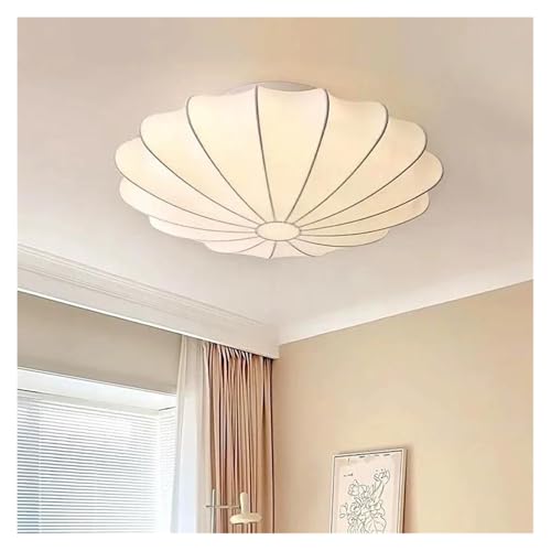 Plafonnier LED minimaliste crème, luminaire suspendu nordique pour chambre cocooning