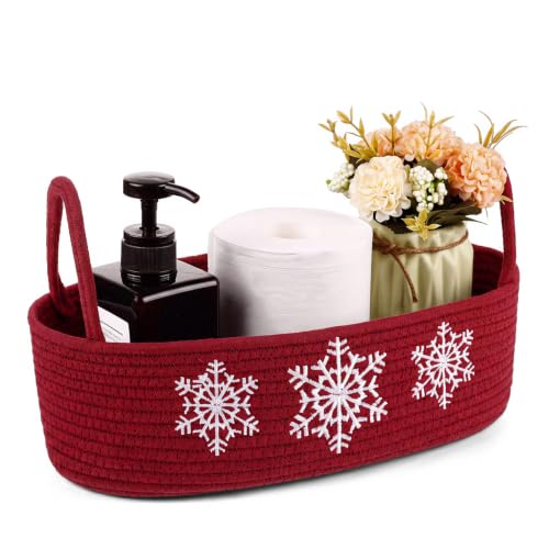 Vesici Snowflake Woven Storage Basket for Toilet, Christmas Bathroom Decor