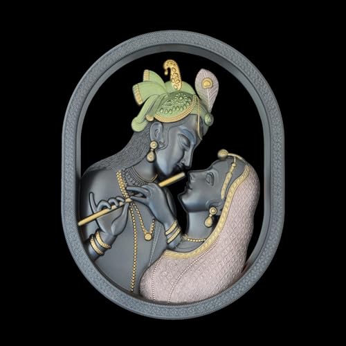 Image of Shilp Kala Radha Krishna Wall Hanging Decorative Photo Frame Idol (BLACK)