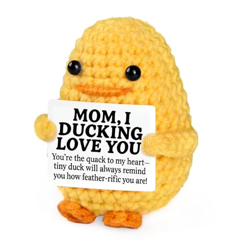 Positive Crochet Animals Duck for Mom - Emotional Support Crochet Gifts for Women Birthday Christmas Friends Coworkers Teachers Self Care Desk Home Fa