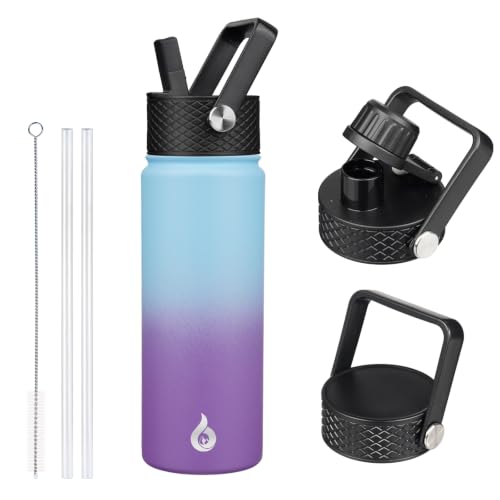 Image of BJPKPK Insulated Water Bottles with Straw Lid, 22oz Cold & Hot Thermo, Stainless Steel Metal Water Bottle with 3 Lids, Reusable Thermo, Cups, Mugs for Daily Use-Ocean Dream