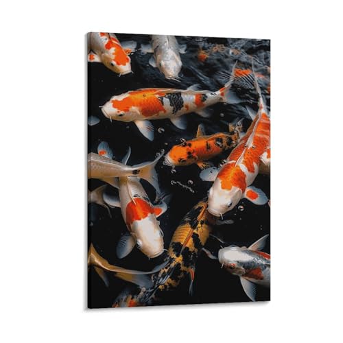 Carpe japonais peinture sur toile grand tableau déco maison