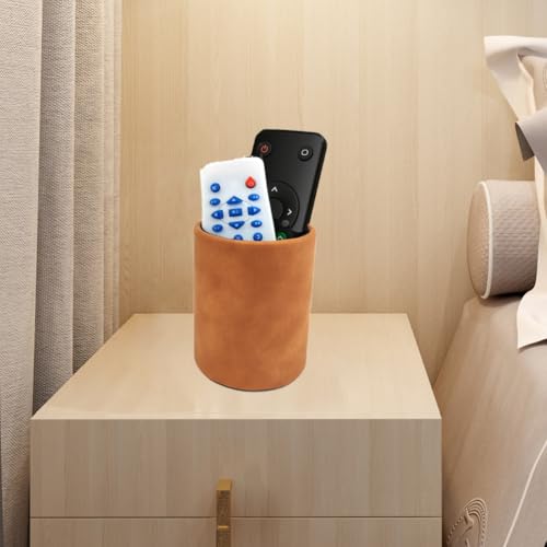 Image of Leather Pen Holder, Light Brown Pencil Holder, Desktop Elegant Pen Holder for Desk, Stationery Organizer for School Office Home Dorm