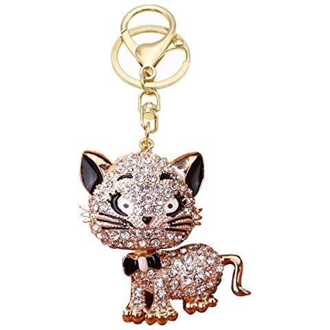Cat Keychains for Women Crystal Cat Keyrings Cute Bling Keyrings Rhinestone Cat Key Chain Shinny Backpack Pendants Gifts for Pet Lover Cover