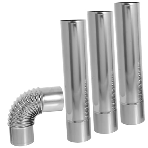 Tube droit acier inoxydable 3 pièces avec coude de raccordement pour conduit de fumée