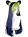 Jolyne Cujoh Cosplay Wig 31.5'' Long Navy Blue and Green JJBA Wig with Bangs & Twin Buns Straight Side Part Wigs for Women Halloween Party Daily