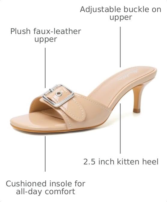 Image of Mostrin Kitten Heels for Women Summer Mules Heels Stiletto Heeled Sandals Slip On Backless Dressy Womens Sandals