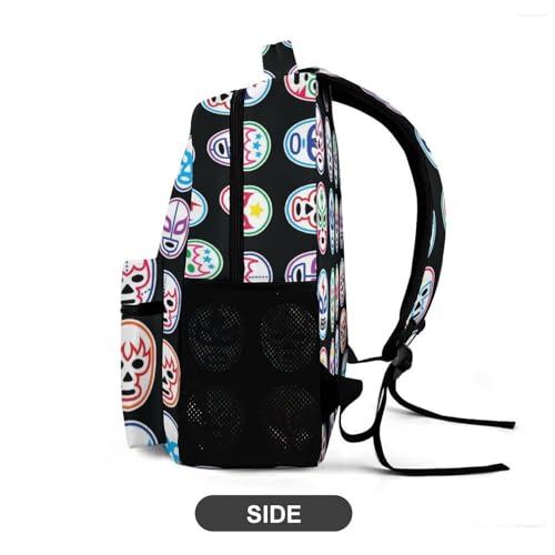 Lucha Libre Mexican Wrestling Masks Cute Backpack Travel Daypack Lightweight Back Pack with Pockets3