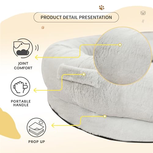 Image of Fvkind Human Dog Bed, Human Size Dog Bed for Adults, 70 inchx33 inchx12 inch, Grey