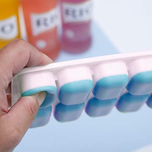 4 Pack Silicone Stackable Ice Cube Trays, Reusable Flexible Silicone Ice Cube Trays With Spill-Resistant Removable Lids, Easy Release Ice Maker Tray - Easy To Use & Dishwasher Safe (Blue) #TOP4