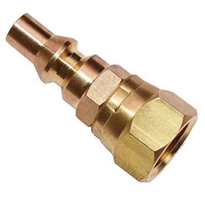 DOZYANT 1/4'' RV Propane Quick Connect Fittings for Connecting Low Pressure Gas Appliance Heater Grill Fire Pit and RV Quick Connect, 1/4" quick key connect plug x 3/8" Female Flare