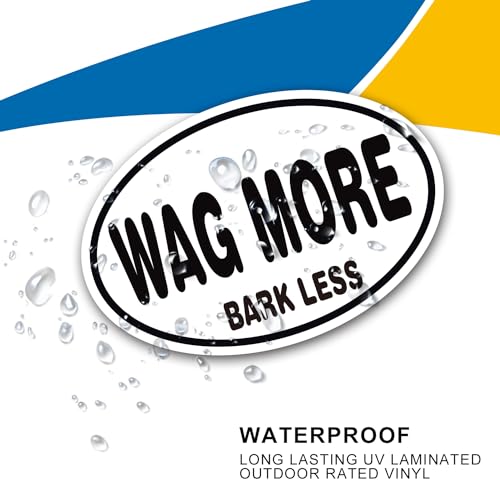 Image of Wag More Bark Less Oval Magnet Decal - 4x6 Inches, Automotive Magnet for Car, Truck, SUV - Pet Lovers' Accessories, Express Your Love for Dogs with This Unique Car Magnet