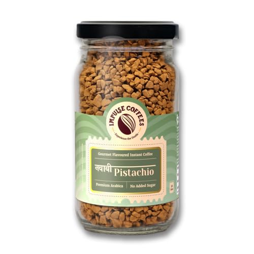 Image of Impulse Coffees Nawabi Pistachio Instant Coffee Powder | Pistachio Flavour, Freeze-Dried Arabica, Smooth Taste, Rich Aroma | 50g
