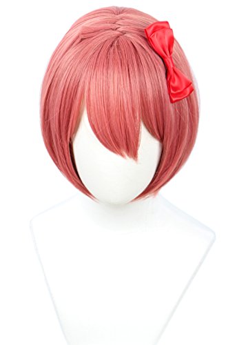 Perruque de cosplay bob rouge avec nœud papillon Linfairy pour femme