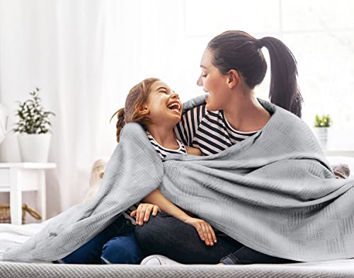 Utopia Bedding Cool Grey 100% Cotton Blanket [King Size - 90x108 Inch] 350GSM Lightweight, Soft and Breathable Thermal Blanket for All Seasons