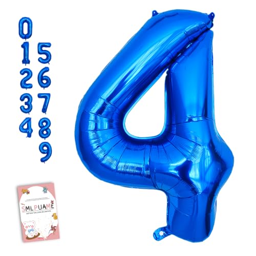 Image of 40 Inch Blue Number 4 Balloon, 4th Birthday Decoration Boys Girls