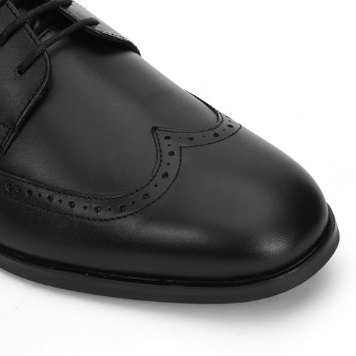Image of Thomas Crick Men's Genuine Leather Brogue Shoes | Premium Slip-On Formal Dress Shoes with Cushioned Insole & Anti-Slip Sole for Office, Wedding & Business Wear