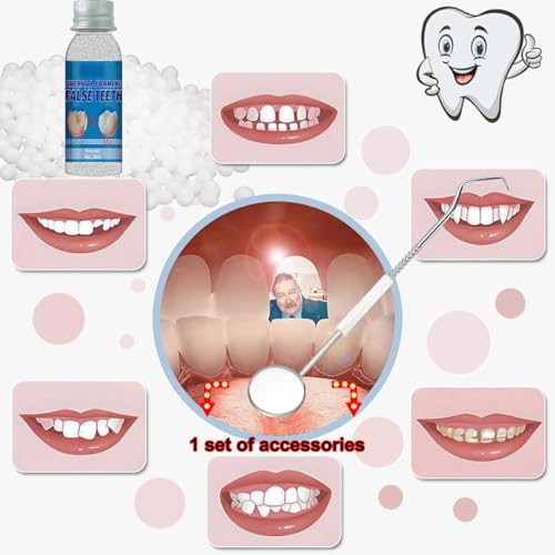 Image of Tooth Provisional Teeth Kit, Provisional Fake Teeth Replacement Kit for Provisional Restoration of Missing & Broken Teeth Replacement Dentures, DIY Heat Fit Beads. 【30Ml -1 Bottle】