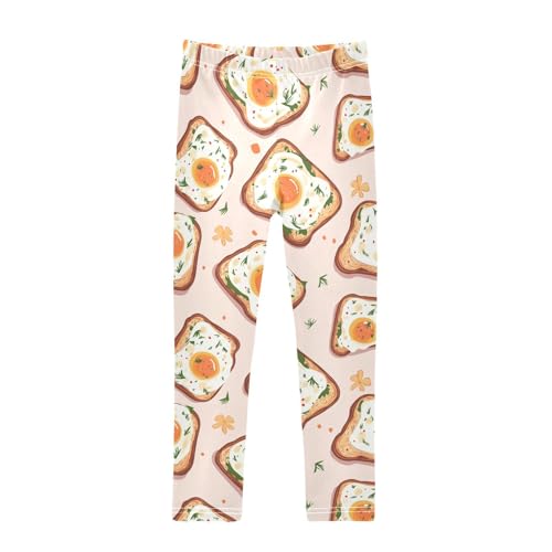 Egg Sandwich Girls Leggings,Workout Leggings for Girls Toddler Athletic Legging Size for 3-10T - Main Image