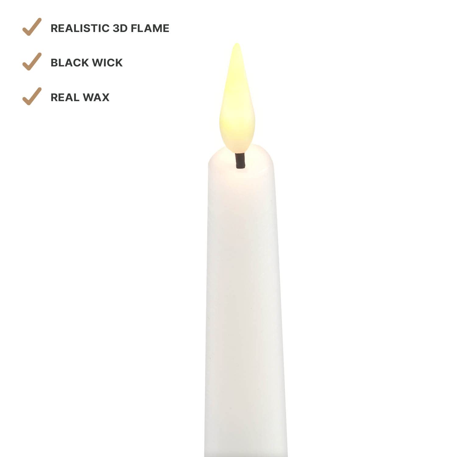 LampLust Flameless Taper Candles Realistic 3D Flame