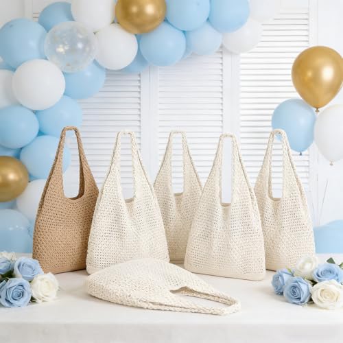 JarThenaAMCS 6 Pcs Bolsas Tote de Crochet para damas de honor miniatura 4
