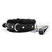 Fur Lined D Rings Choker Necklace Adjustable Black Real Leather Neck Collar with Chain Leash (Style-1)