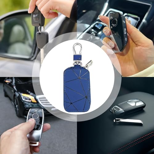 Protector de llavero de coche de cuero PU para guardar monedas y tarjetas 5