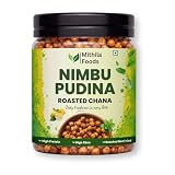 MITHILA FOODS 500g Nimbu Pudina Roasted Chana Desi Chickpeas Whole with Skin Crunchy Vegan Gluten-Free High Protein SMART Snack Authentic Bihari Bhuna Chana Snacks Tangy Lemon Mint Flavor