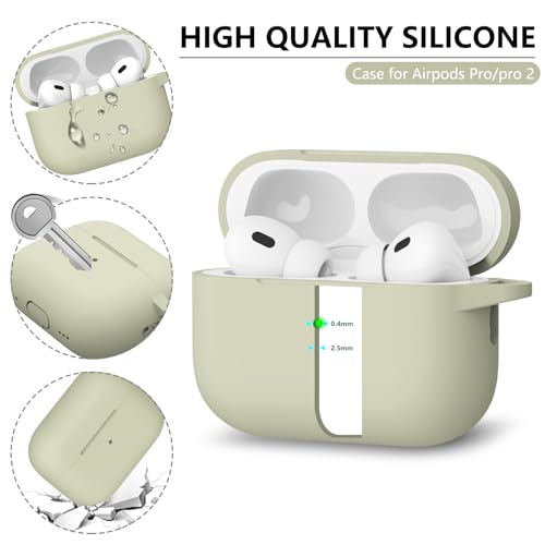 Image of Ljusmicker for AirPods Pro Case Cover with Cleaner Kit,Khaki | Silicone Protective Cover for Apple AirPods Pro 2nd /1st Generation Case with Keychain for Women Men,Shockproof