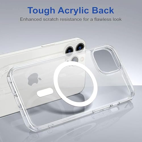 Image of DARKFIT Back Cover Case Compatible with iPhone 13 Pro Max | White Mag-Safe Magnetic Cover | TPU Ultra Hybrid | Camera Bump Protection | Compatible with Wireless Charging | Color Clear | Pack of 1 |