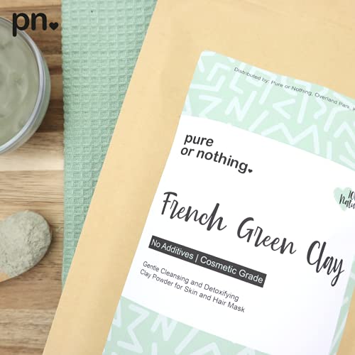 French Green Clay 16 oz | Product of France | 100% Natural Montmorillonite Green Clay Powder | Detoxifies Skin | Ideal for Clay Mask and Soap Making