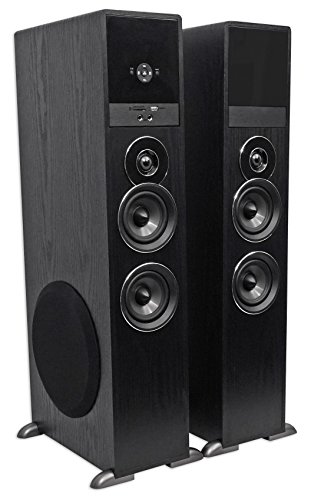 image for Rockville TM80B Powered Home Theater Tower Speaker System, Black, 800W