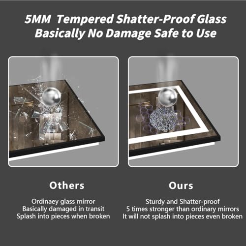 Image of 28x32 LED Bathroom Mirror with Lights, Dimmable Framed Bathroom Vanity Mirror, Backlit and Front Lighted, Anti-Fog, Shatter-Proof, Memory, ETL Listed (Horizontal /Vertical)