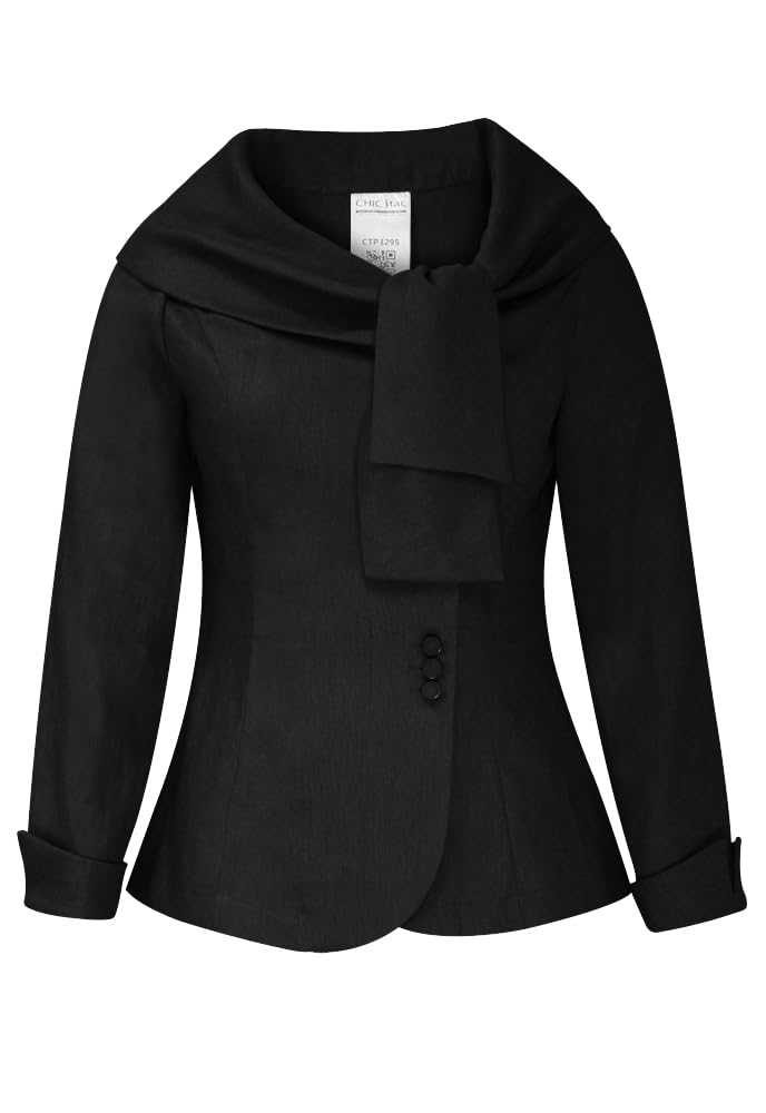 CHIC STAR Womens Linen Portrait Collar Blazer