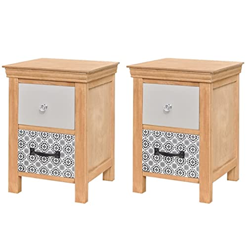 HDDFG Mesita de Noche de Madera con asa Armarios con cajones 2 Piezas 34x34x46 cm Mesitas de Noche de Madera Maciza