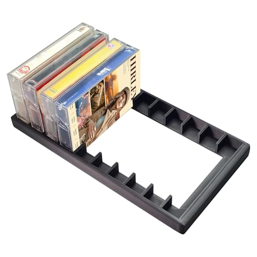 GRETJOB 10-Slot Cassette Tape Storage Rack – Durable & Stylish Organizer Holder for Home, Studio, Collectors – Easy to Move & Organize Audio Tapes