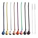 Price comparison product image 215mm L Reusable Straw Spoon 2 in 1 Metal Stirrer Bar Cocktail Stirring Coffee Smoothies Mixing Spoons with 2 Cleaning Brushes - DoBuy