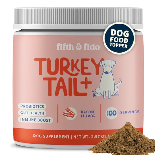 Fifth & Fido Turkey Tail Mushroom for Dogs Lipoma Treatment for Dogs - Mushroom Supplement with Immune Support for Lipoma Lumps & Bumps Premium Pet Vitamins and Supplements Made in USA 100 Serv.