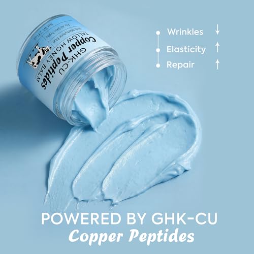 Image of Copper Peptides GHK-Cu Beef Tallow Honey Balm: Anti Aging Blue Balm with Methylene Blue, Manuka Honey & Vitamin E - Deep Moisturizer for Face & Body, Repair Dry, Sensitive & Mature Skin - 2oz
