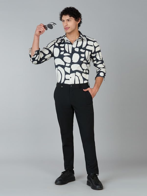 Image of Men's Printed Regular Fit Full Sleeves Cotton Formal Shirt
