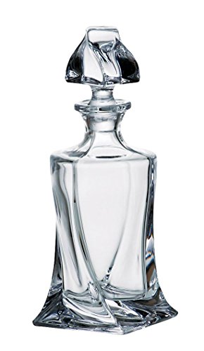Crystalex Bohemia Quadro Decanter, 17-Ounce Bohemian Crystal Glass Liquor/Vodka Carafe with Glass Stopper