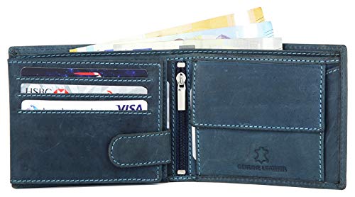 Image of WildHorn Customizable Leather Wallet for Gifting | Engrave with Your Name,Company Name or Initials (Blue Hunter 1)