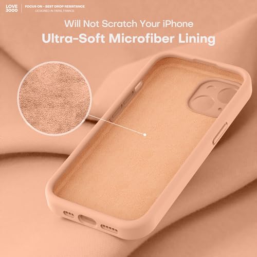 Image of LOVE 3000 Compatible with iPhone 15 Case, [Smooth Silicone Full Coverage Camera] [8ft Drop Protection], Soft Microfiber Lining Full Body Protective Case for iPhone 15 6.1 inch - Cantaloupe