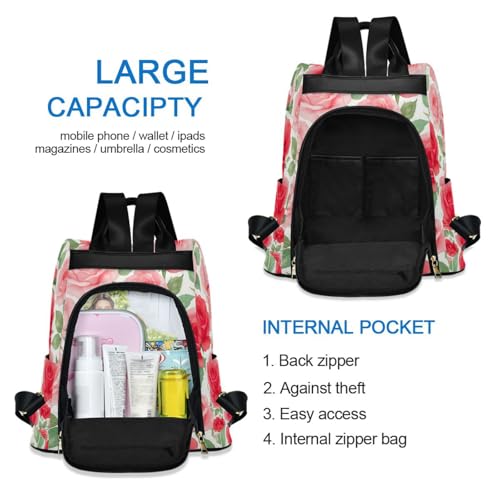 Sac à dos aquarelle rose de voyage tendance et antivol avec fermeture dos - 5