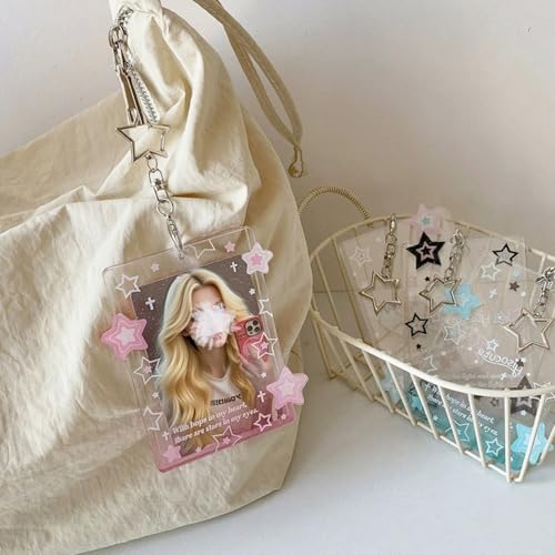 Photos of High-end Card Holders Electroplate Plastics Frame with Keychain Card Case Stationery Photocard Holder Keychainblack 1,Color 13