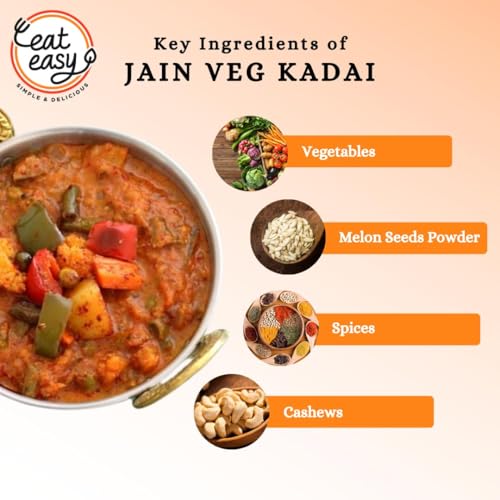 Image of Eat Easy Ready To Eat Jain Veg Kadhai, 85gm of 1 Pack, Instant Food, Indian Meal, Travel Food, No Preservatives, No Added Artificial Colours & Flavours, Just Add Water and Cook (Pack of 2)