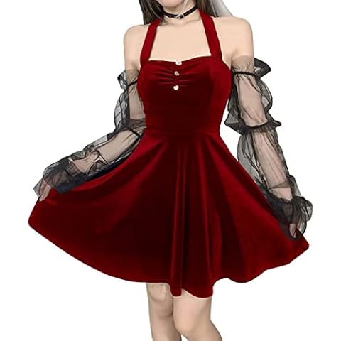 DINGJIUYAN Gothic Lace Backless Mini Dress Cover